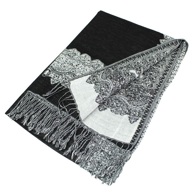 1 Dozen - 12 Pieces Border Pashmina Scarf Shawls