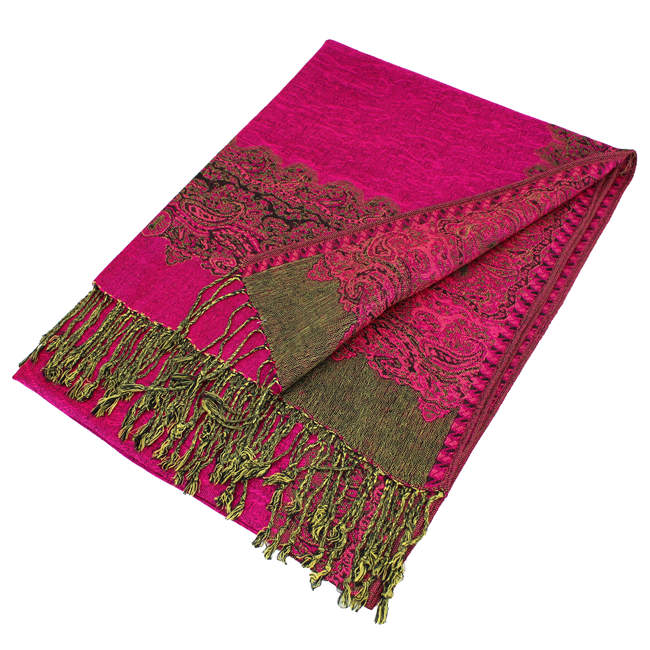 1 Dozen - 12 Pieces Border Pashmina Scarf Shawls