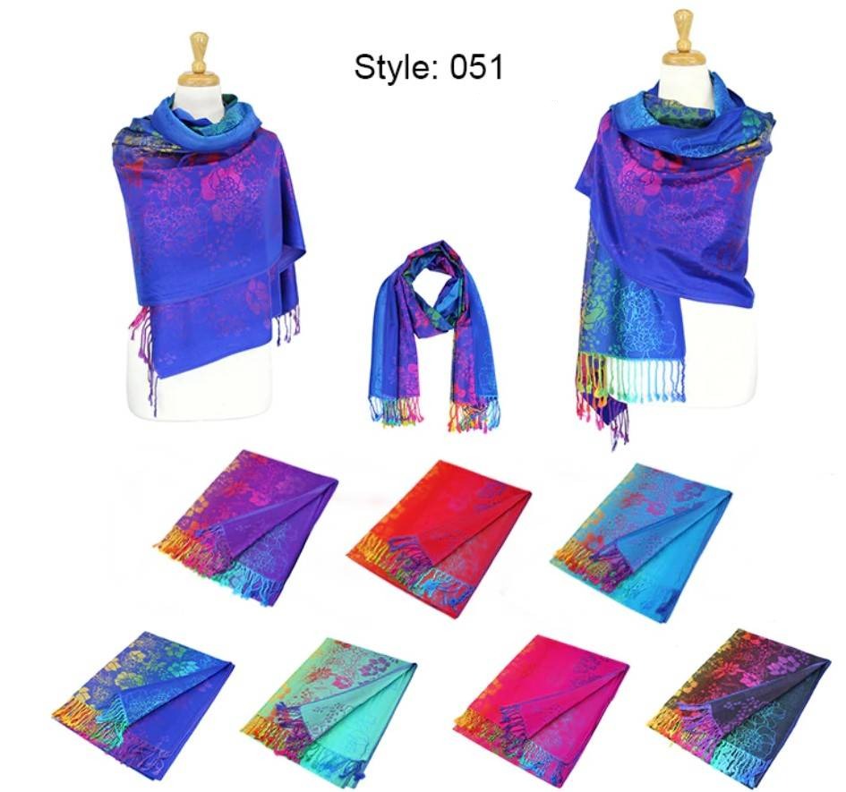 Colorful Florals Exotic Pashmina Scarf Shawls 051