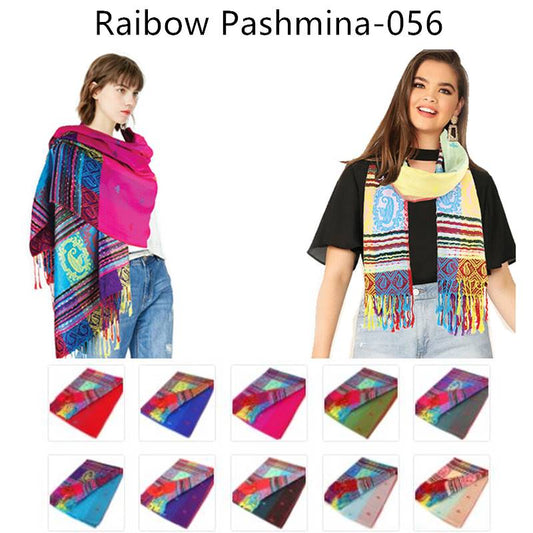 1 Dozen - 12 Pieces Rainbow Pashmina Scarf Shawls