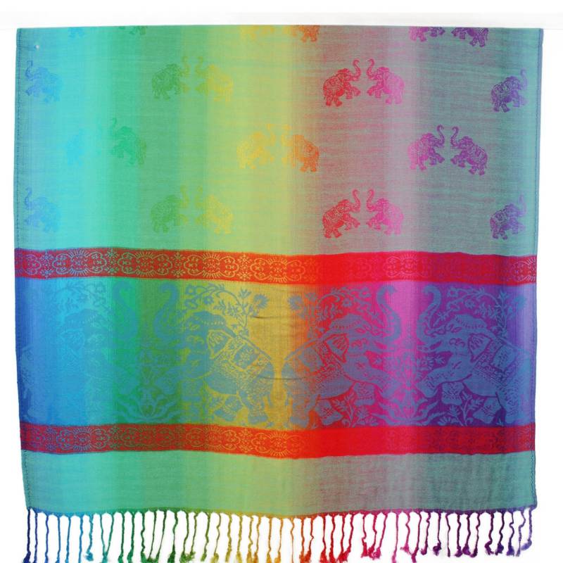 Elephants Colorful Pashmina Shawls 063