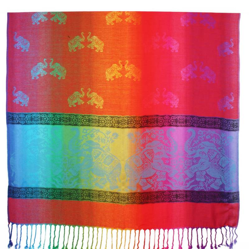 Elephants Colorful Pashmina Shawls 063