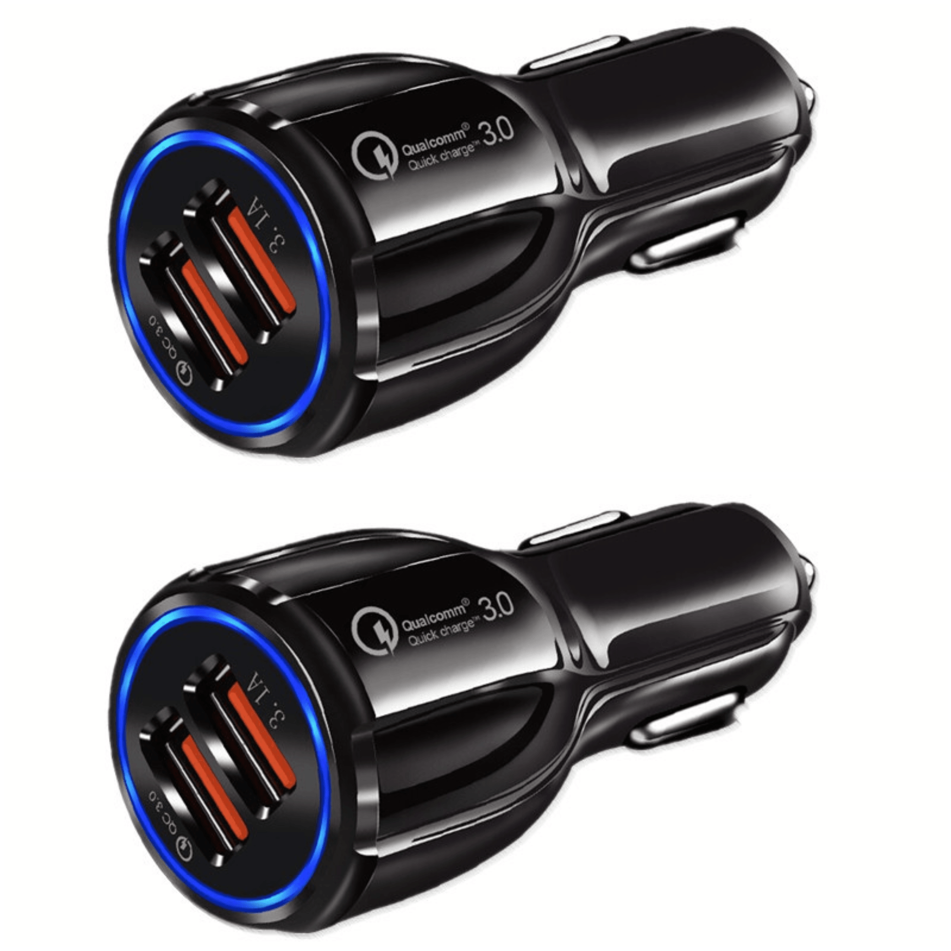 2 Pack 2 Port USB Fast Car Charger Adapter For Devices Black - PremiumBrandGoods