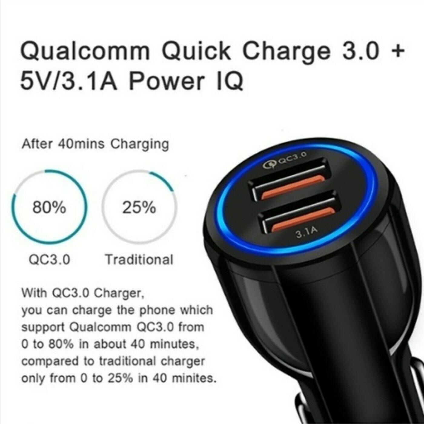 2 Pack 2 Port USB Fast Car Charger Adapter For Devices Black - PremiumBrandGoods