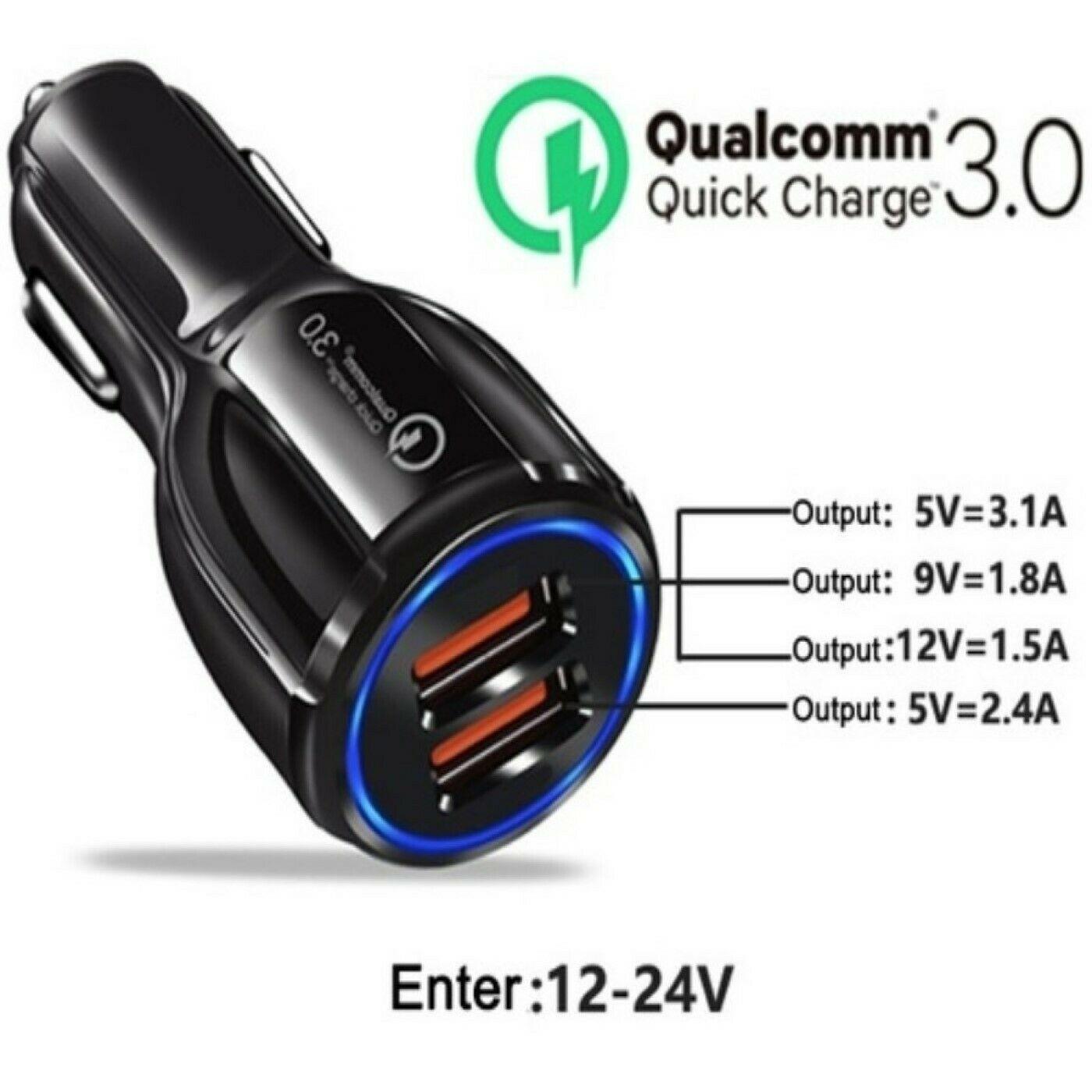 2 Pack 2 Port USB Fast Car Charger Adapter For Devices Black - PremiumBrandGoods