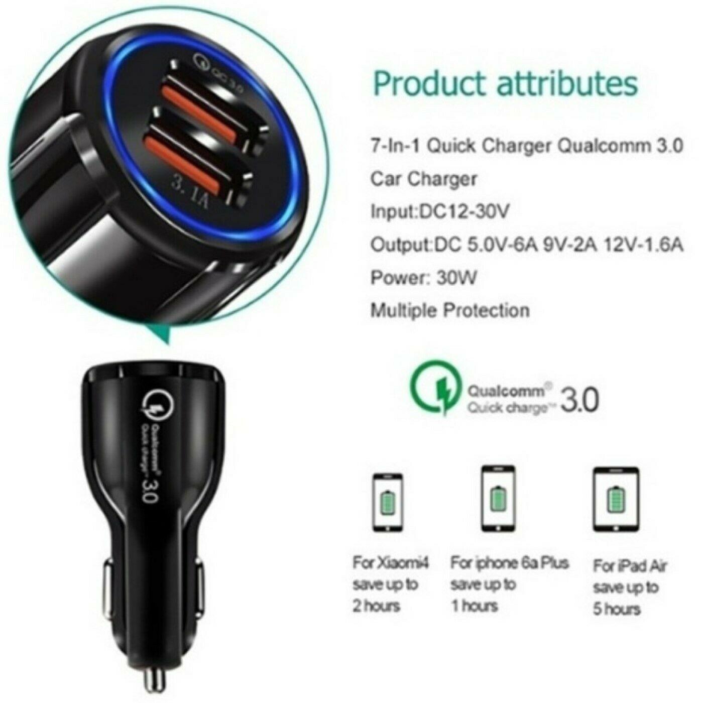 2 Pack 2 Port USB Fast Car Charger Adapter For Devices Black - PremiumBrandGoods