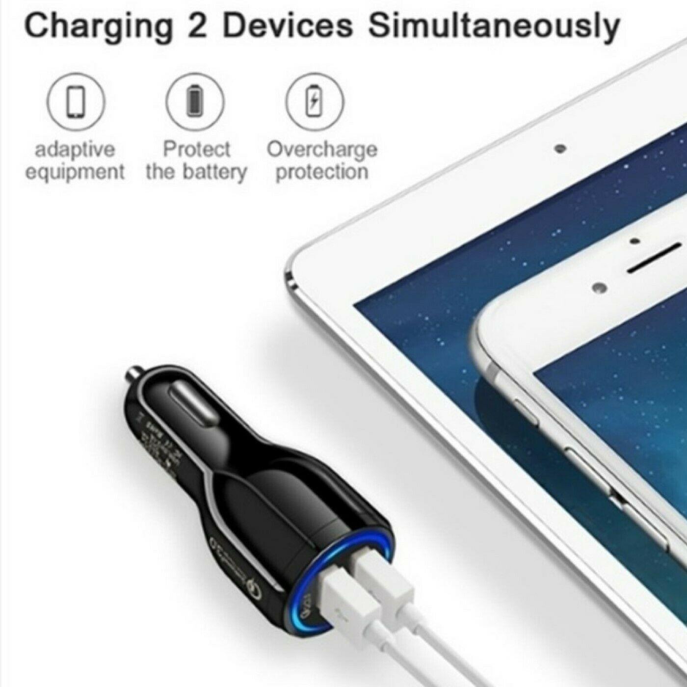 2 Pack 2 Port USB Fast Car Charger Adapter For Devices Black - PremiumBrandGoods