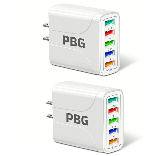 2 Pack of 5 Port Wall Charger Charge 5 Devices at Once! - PremiumBrandGoods