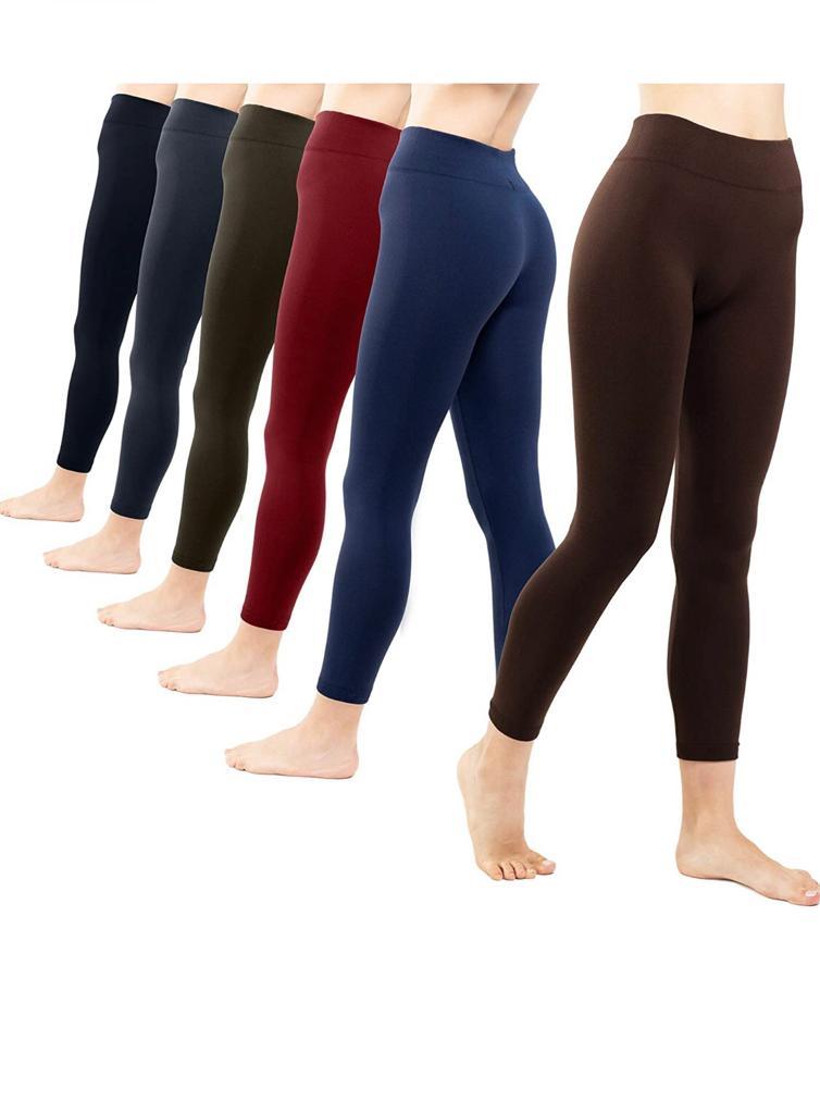 3 Pack Women’s Fleece Lined Leggings High Waist Stretchy warm Leggings one size - PremiumBrandGoods