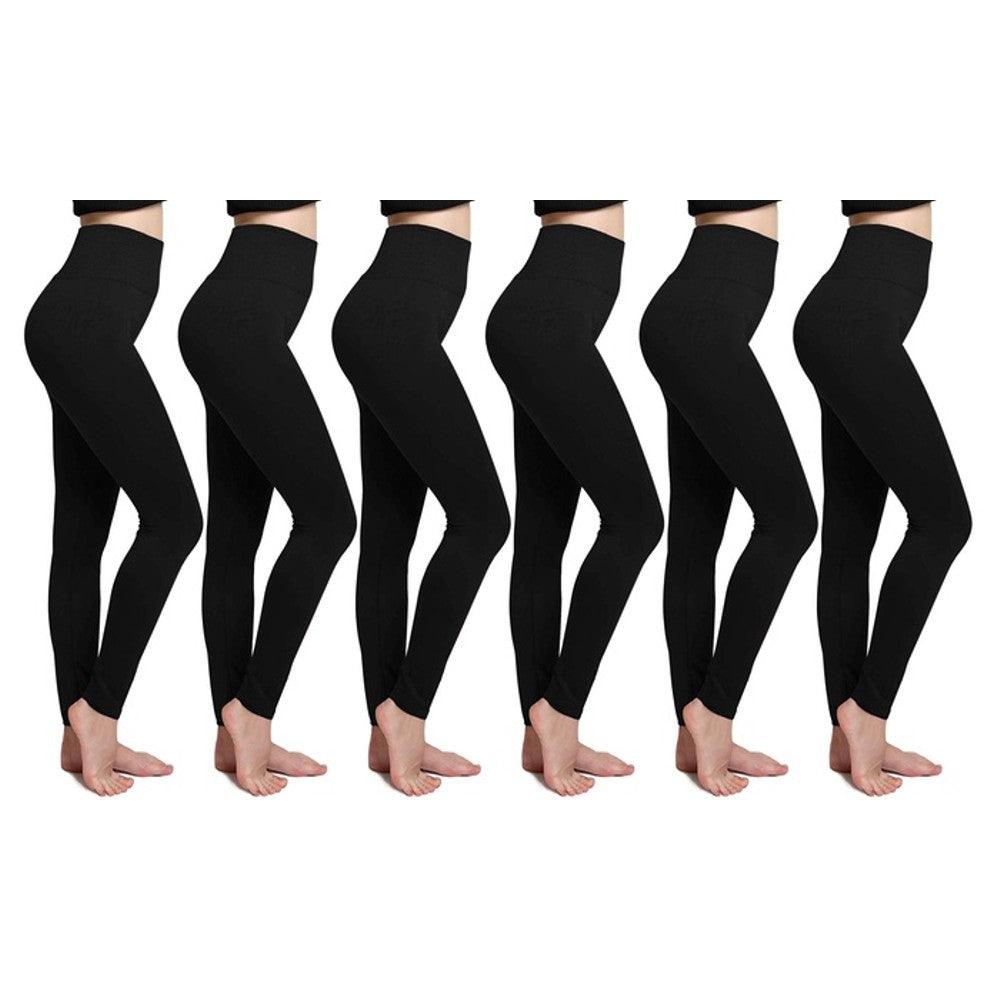 3 Pack Women’s Fleece Lined Leggings High Waist Stretchy warm Leggings one size - PremiumBrandGoods