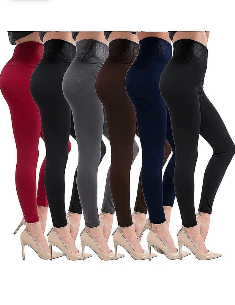 3 Pack Women’s Fleece Lined Leggings High Waist Stretchy warm Leggings one size - PremiumBrandGoods