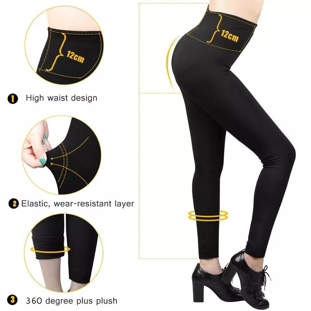 3 Pack Women’s Fleece Lined Leggings High Waist Stretchy warm Leggings one size - PremiumBrandGoods