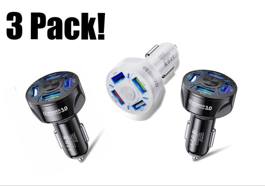 4 Port LED Car Charger 3-Pack! - PremiumBrandGoods