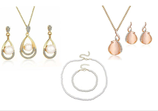 5 Piece Jewelry Set! 3 Necklaces , 2 sets of Earrings - PremiumBrandGoods