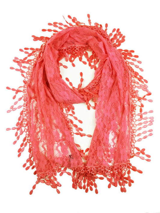 Fashion Lace Tassel Sheer Oblong Lightweight Scarf YH17