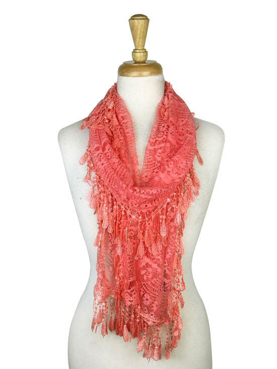 Fashion Lace Tassel Sheer Oblong Lightweight Scarf YH30