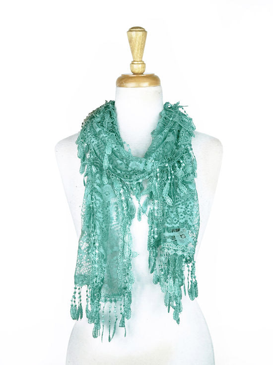 Fashion Lace Tassel Sheer Oblong Lightweight Scarf YH30