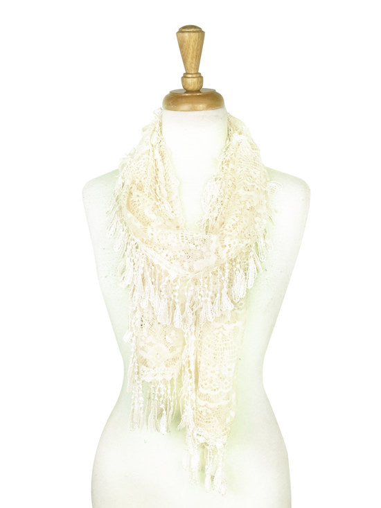 Fashion Lace Tassel Sheer Oblong Lightweight Scarf YH30