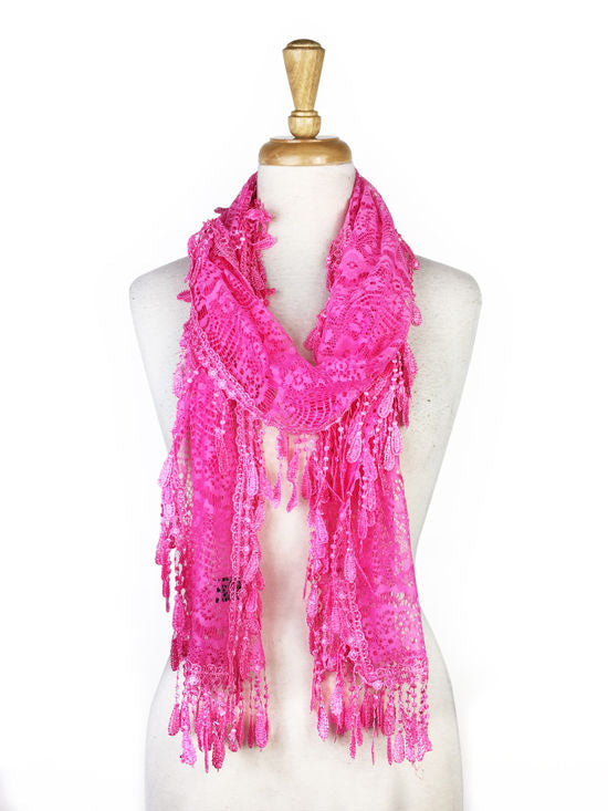 Fashion Lace Tassel Sheer Oblong Lightweight Scarf YH30