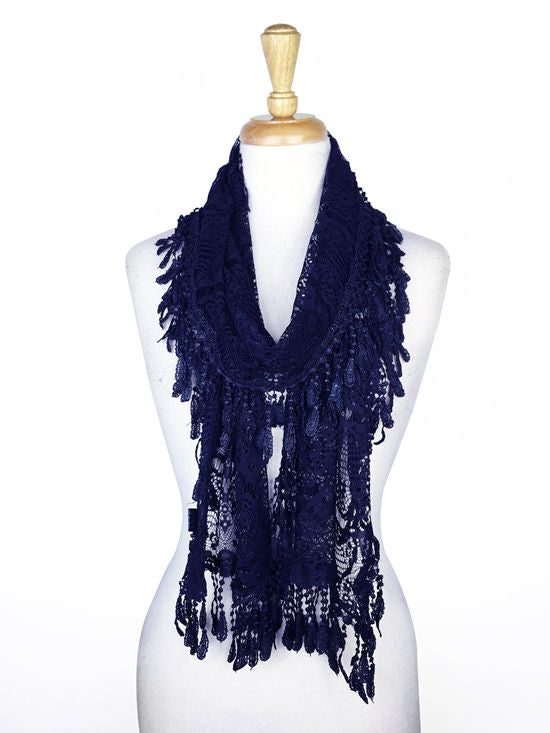 Fashion Lace Tassel Sheer Oblong Lightweight Scarf YH30