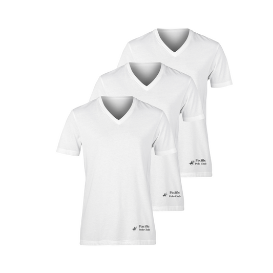 108 Piece/Box PBG 3 Pack Men's 100% Cotton White Tshirt V Neck Polo