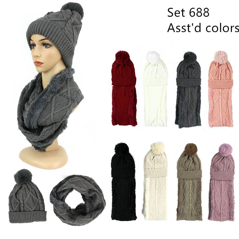 12-sets Of Wholesale Winter Knit Hat & Scarf Set# 688