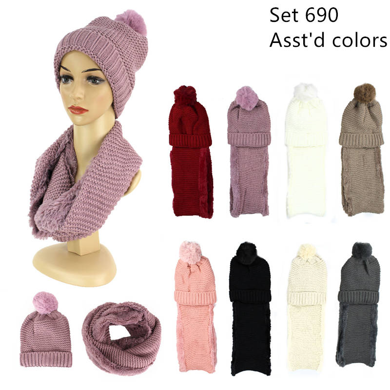 12-sets Of Wholesale Winter Knit Hat & Scarf Set# 690