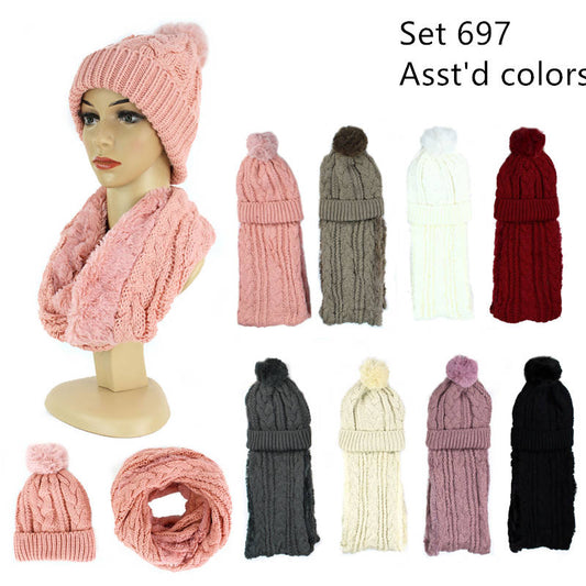 12-sets Of Wholesale Winter Knit Hat & Scarf Set# 697