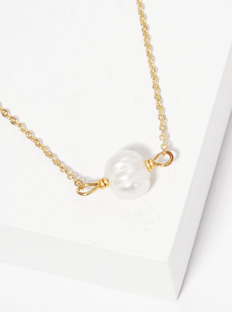 Dainty Glass Pearl Pendant Choker Necklace - PremiumBrandGoods