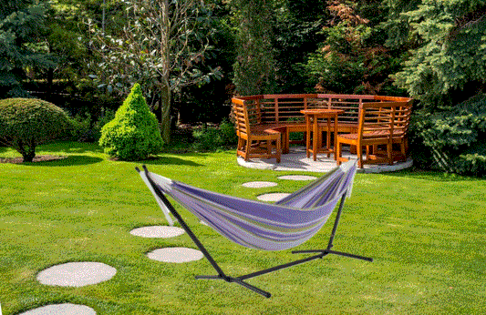 Double Cotton Freestanding Tranquility Hammock Designed for two Airy Strong Holding up to 450LB - PremiumBrandGoods