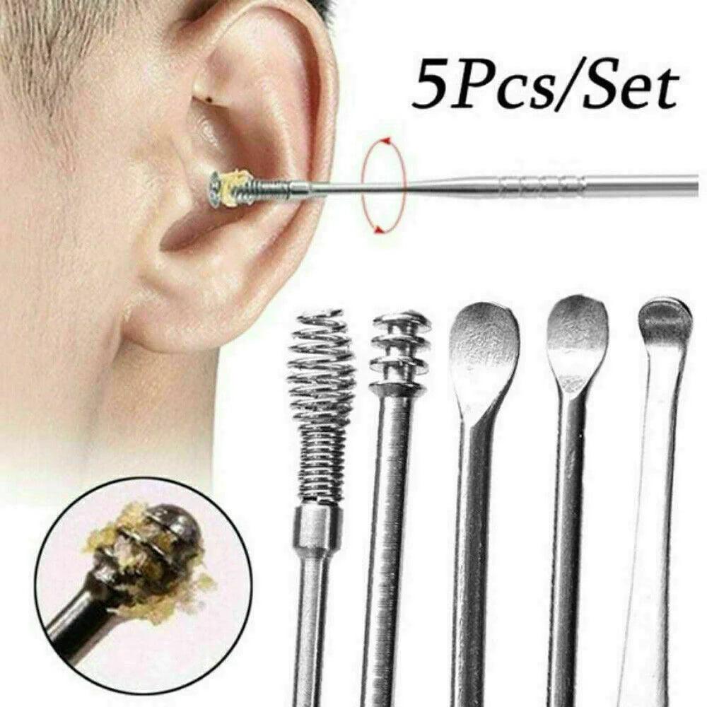 Ear Wax Removal Kit Cleaning Tool Earwax Pick Cleaner Curette Spoon Setstainless