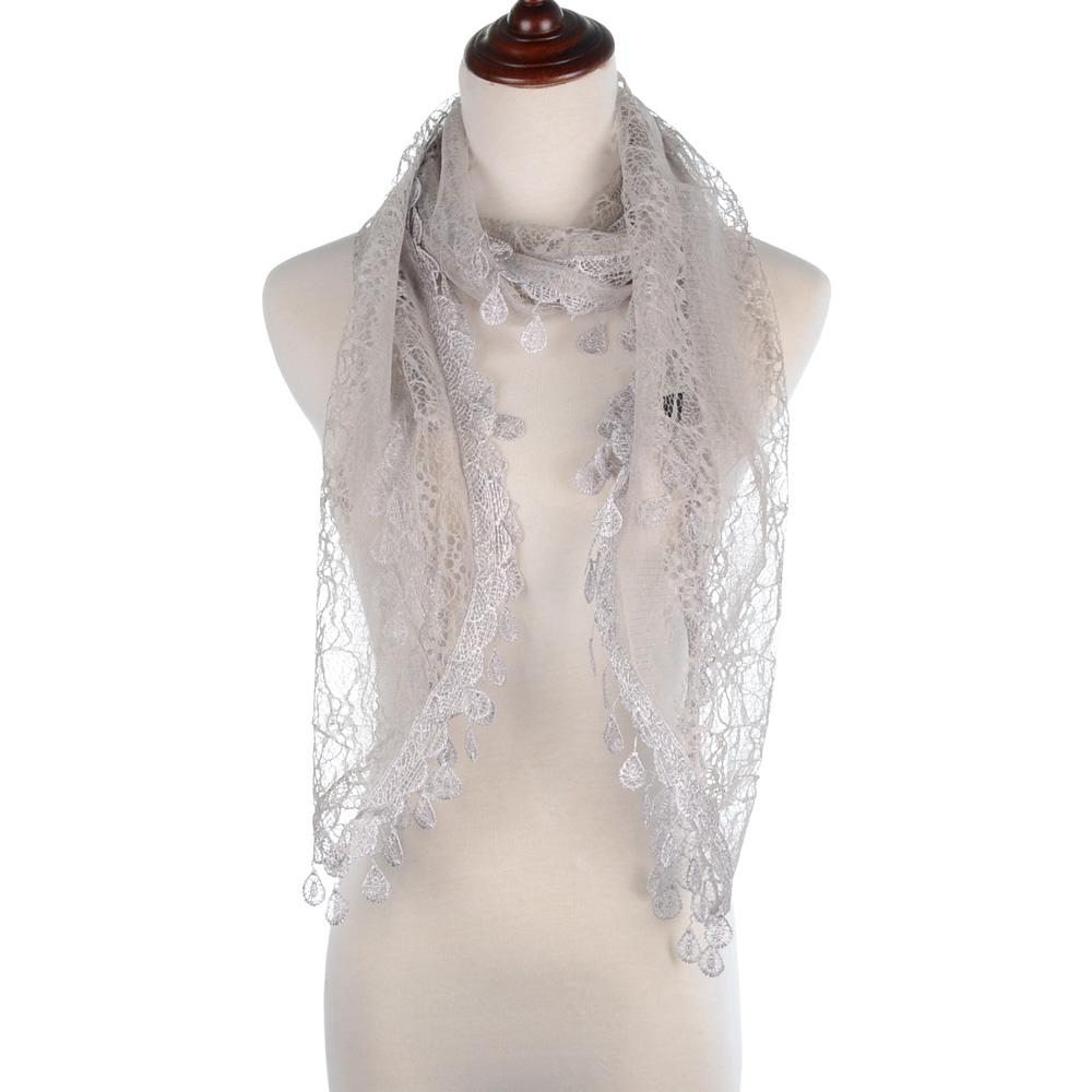 Fashion Lace Tassel Sheer Oblong Lightweight Scarf YH14