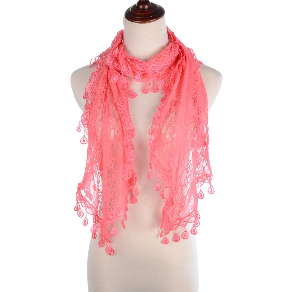 Fashion Lace Tassel Sheer Oblong Lightweight Scarf YH14