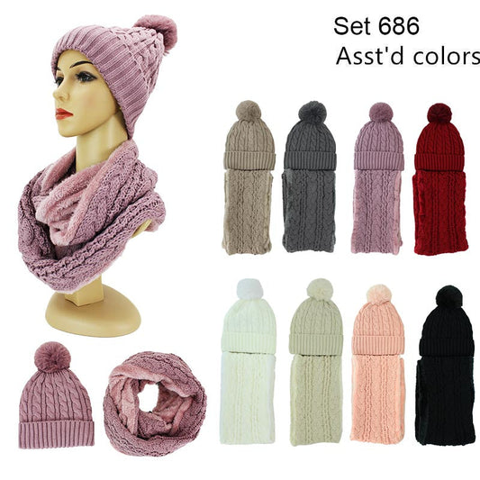 12-sets Of Wholesale Winter Knit Hat & Scarf Set# 686