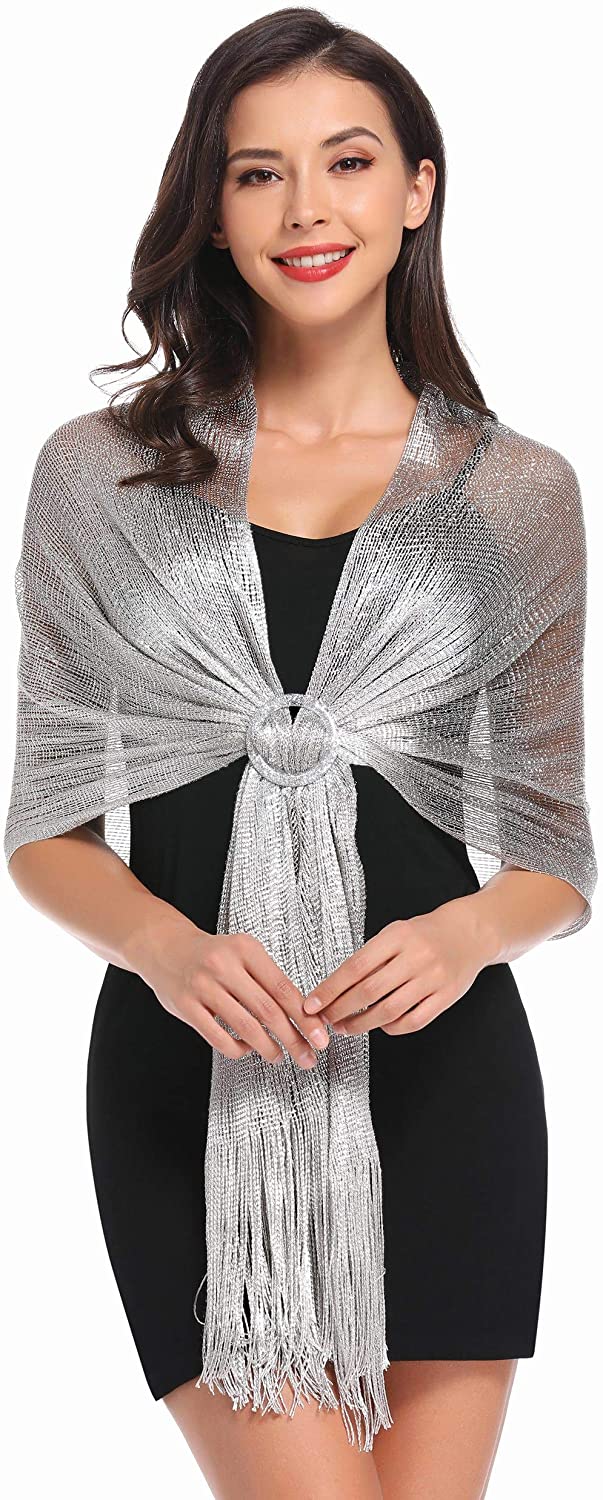 1 Dozen - 12 Pieces Lightweight Metallic Fish Net Scarf,