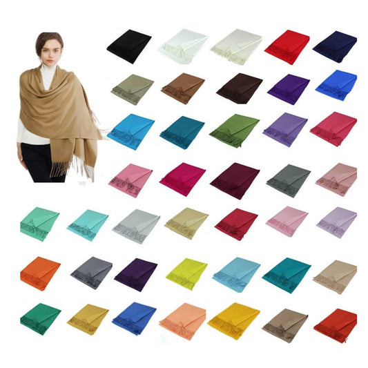 Dozen Packs of 12 Solid Color Pashmina Scarf Shawls