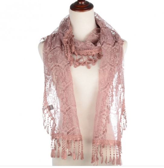 Fashion Lace Tassel Sheer Oblong Lightweight Scarf YH30